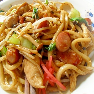 ササミと野菜の焼きうどん